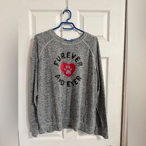 Skechers Gray Crewneck Sweatshirt with Red Heart Paw Graphic